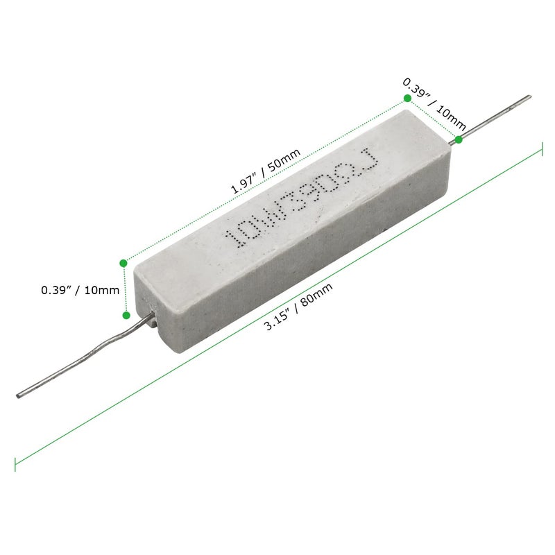 Dimlove Cement Resistor, 10 PCS 10W 390 Ohm 5% Axial Lead Wire White Wound Fixed Ceramic Power Resistor, Flame Heat Moisture Resistance Precharge Horizontal - Image 3